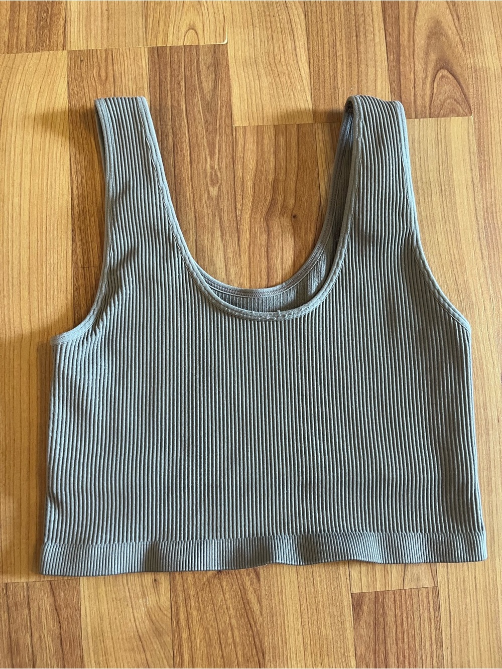 Forever 21 Ribbed Scoop Neck Cropped Tank Top - taupe